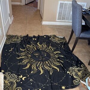 Black and Gold Sun and Moon Tapestry